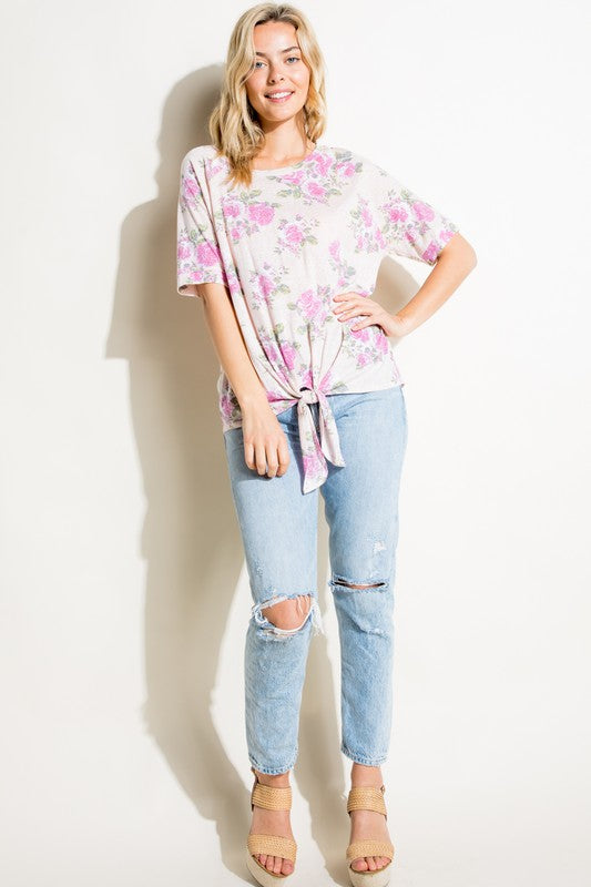 FLORAL PRINT TRIBLEND TOP