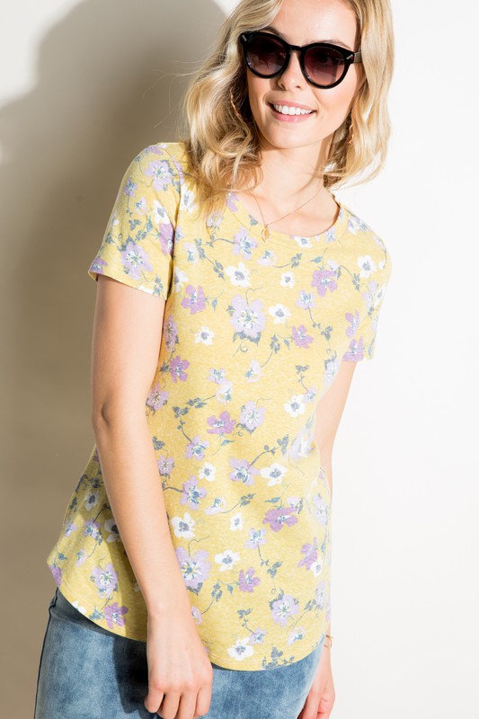 FLORAL PRINT TRIBLEND TOP