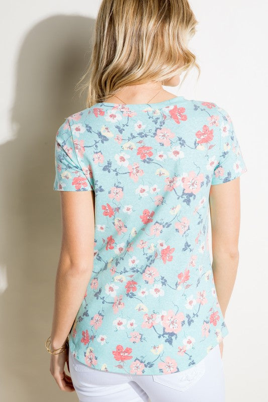 FLORAL PRINT TRIBLEND TOP