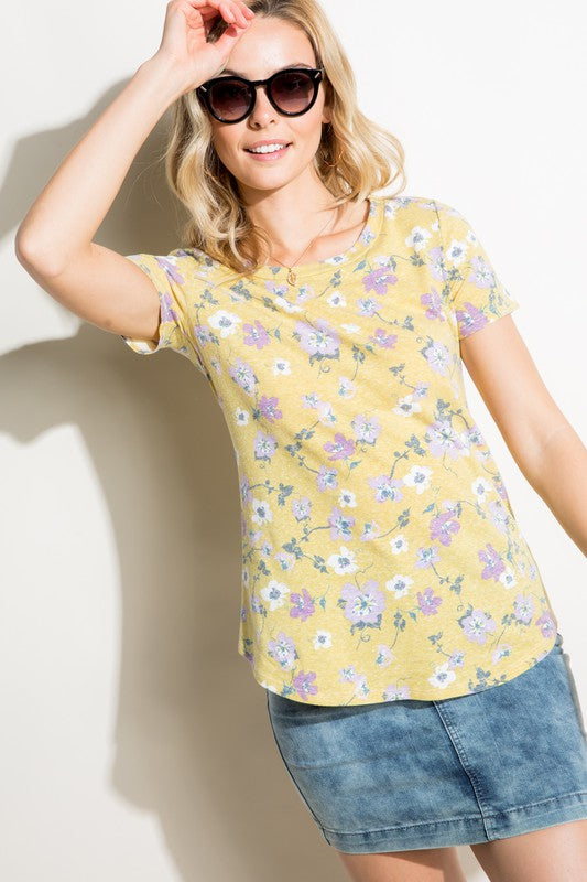 FLORAL PRINT TRIBLEND TOP