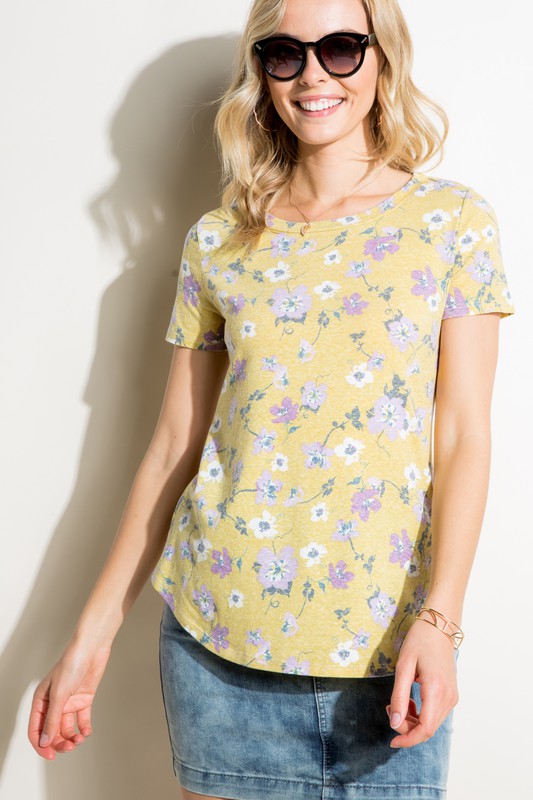 FLORAL PRINT TRIBLEND TOP