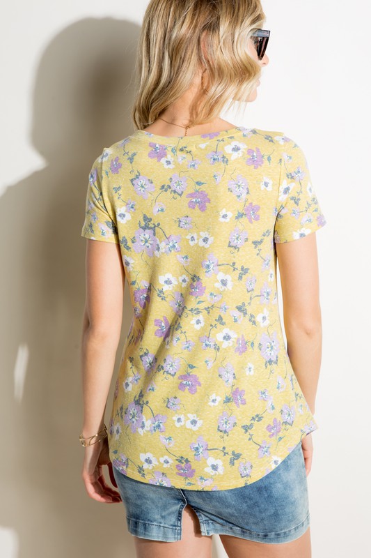 FLORAL PRINT TRIBLEND TOP