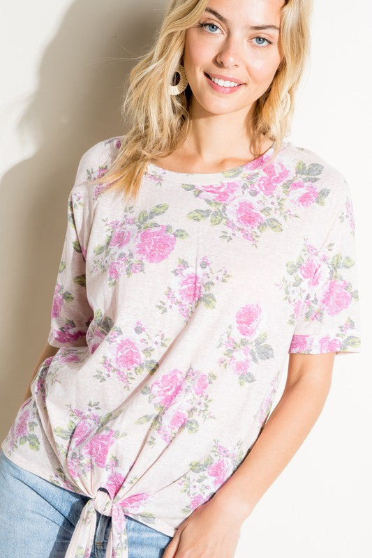 FLORAL PRINT TRIBLEND TOP