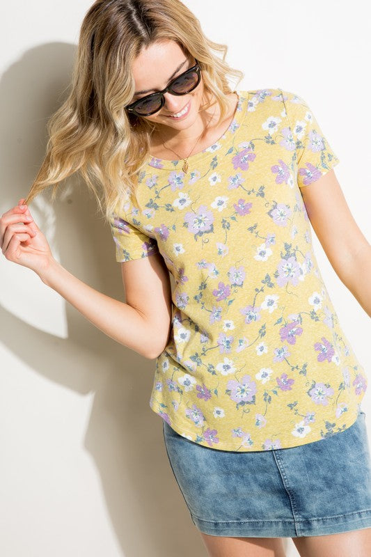 FLORAL PRINT TRIBLEND TOP