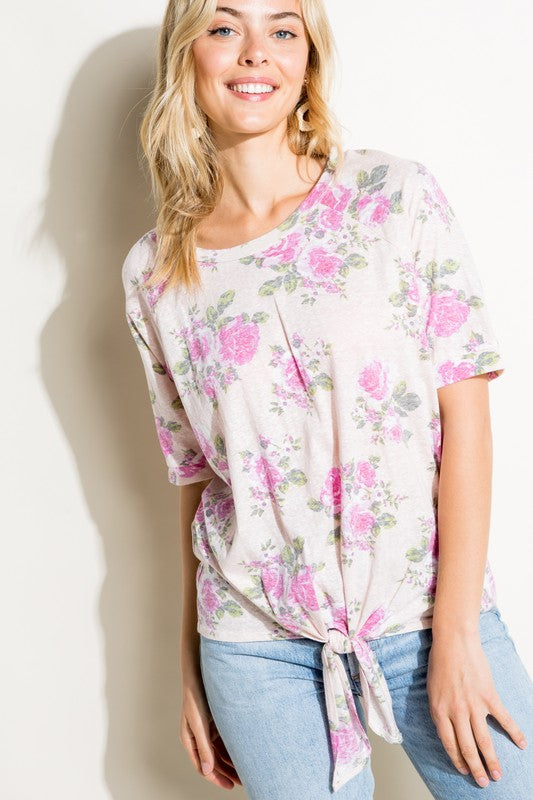 FLORAL PRINT TRIBLEND TOP