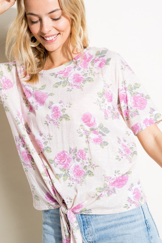 FLORAL PRINT TRIBLEND TOP