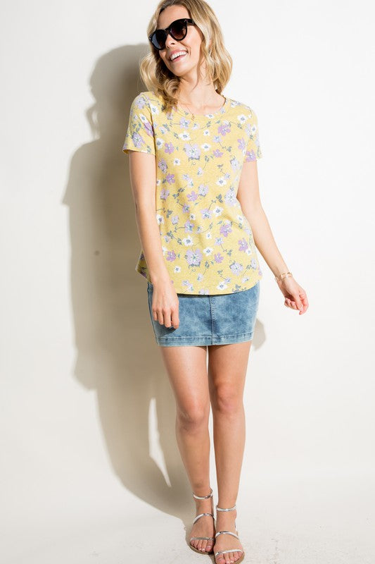 FLORAL PRINT TRIBLEND TOP