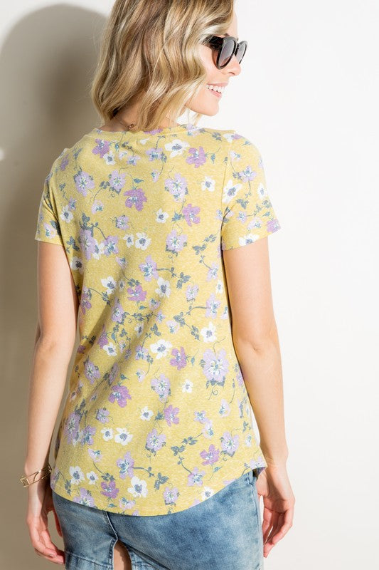 FLORAL PRINT TRIBLEND TOP