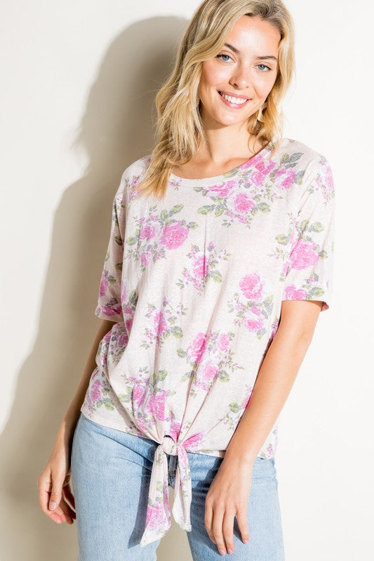 FLORAL PRINT TRIBLEND TOP