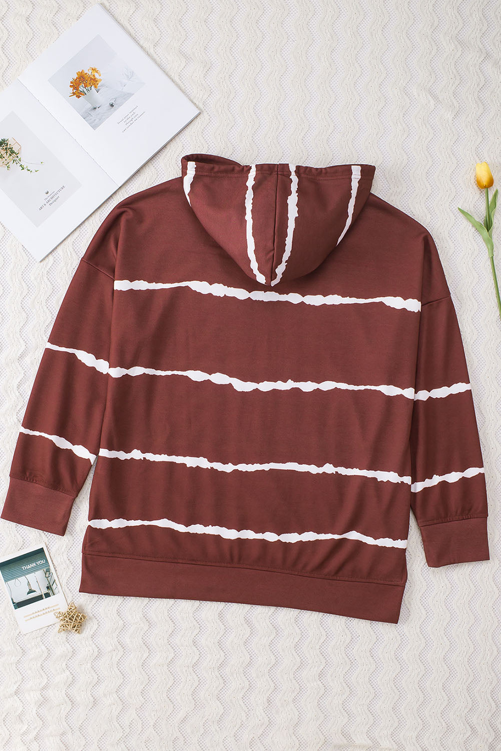 Plus Size Gradient Side Slit Drawstring Hoodie
