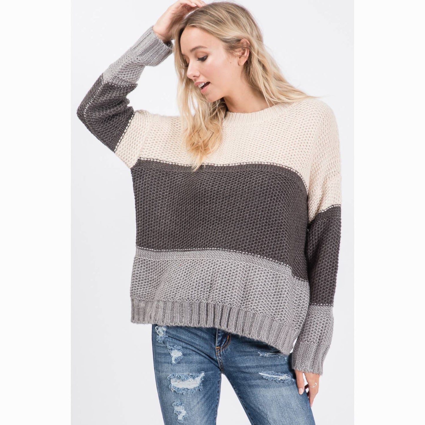 COZY COLOR BLOCK SWEATER