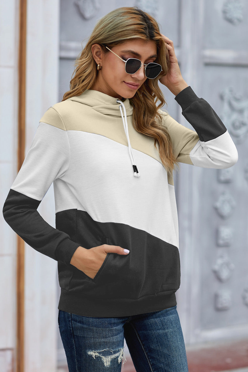 Colorblock Pocketed Hoodie