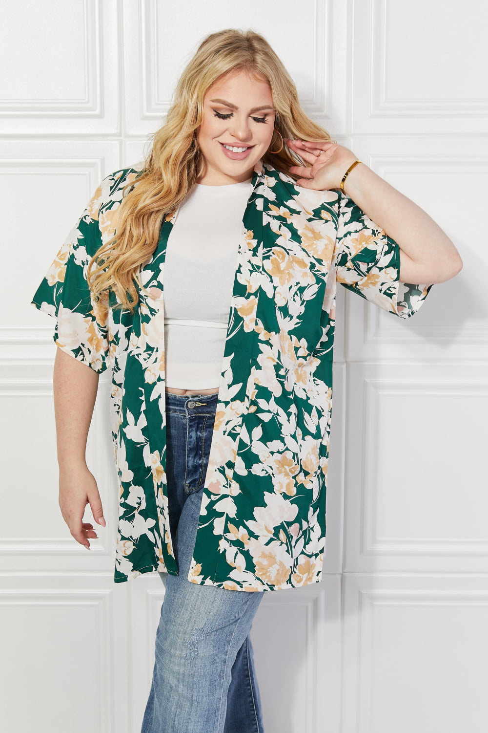 Justin Taylor Time To Grow Floral Kimono in Green