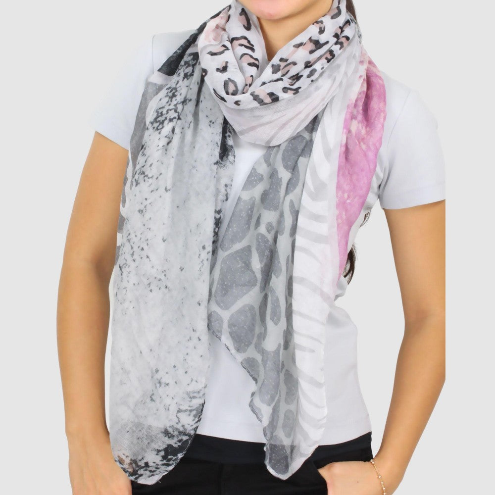 Lightweight Multi Animal Print Scarf