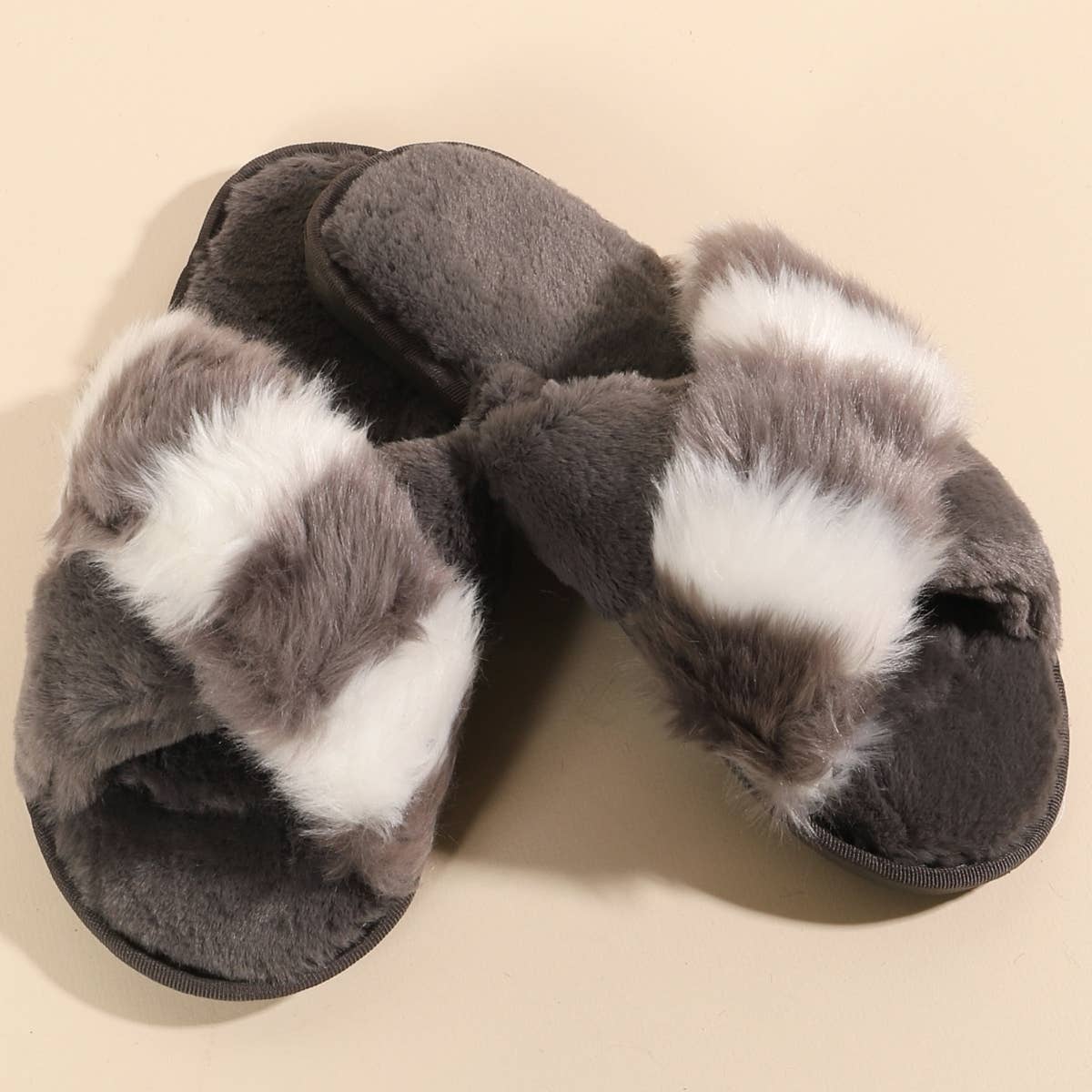 Color Block Fur Slippers