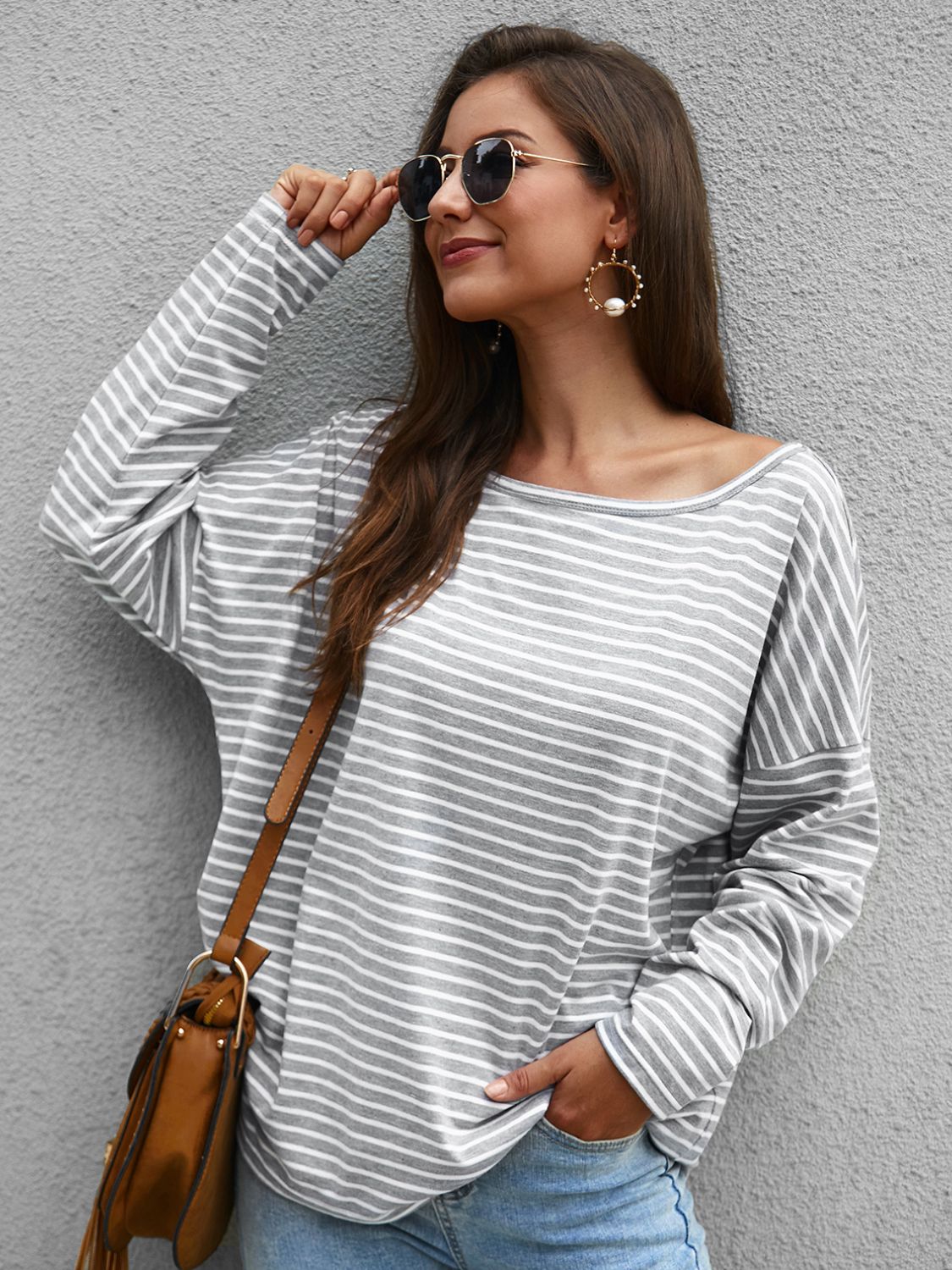 Striped Bat Sleeve Top