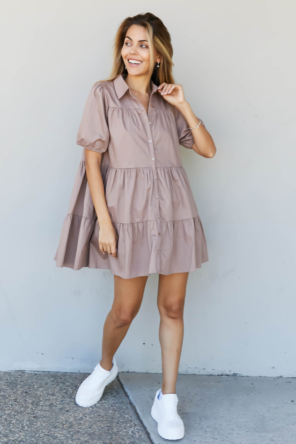 Zenana Venice Vibes Full Size Tiered Shirt