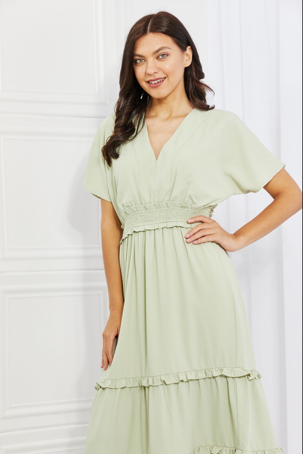 HEYSON Sweet Talk Kimono Sleeve Maxi Dress in Honeydew