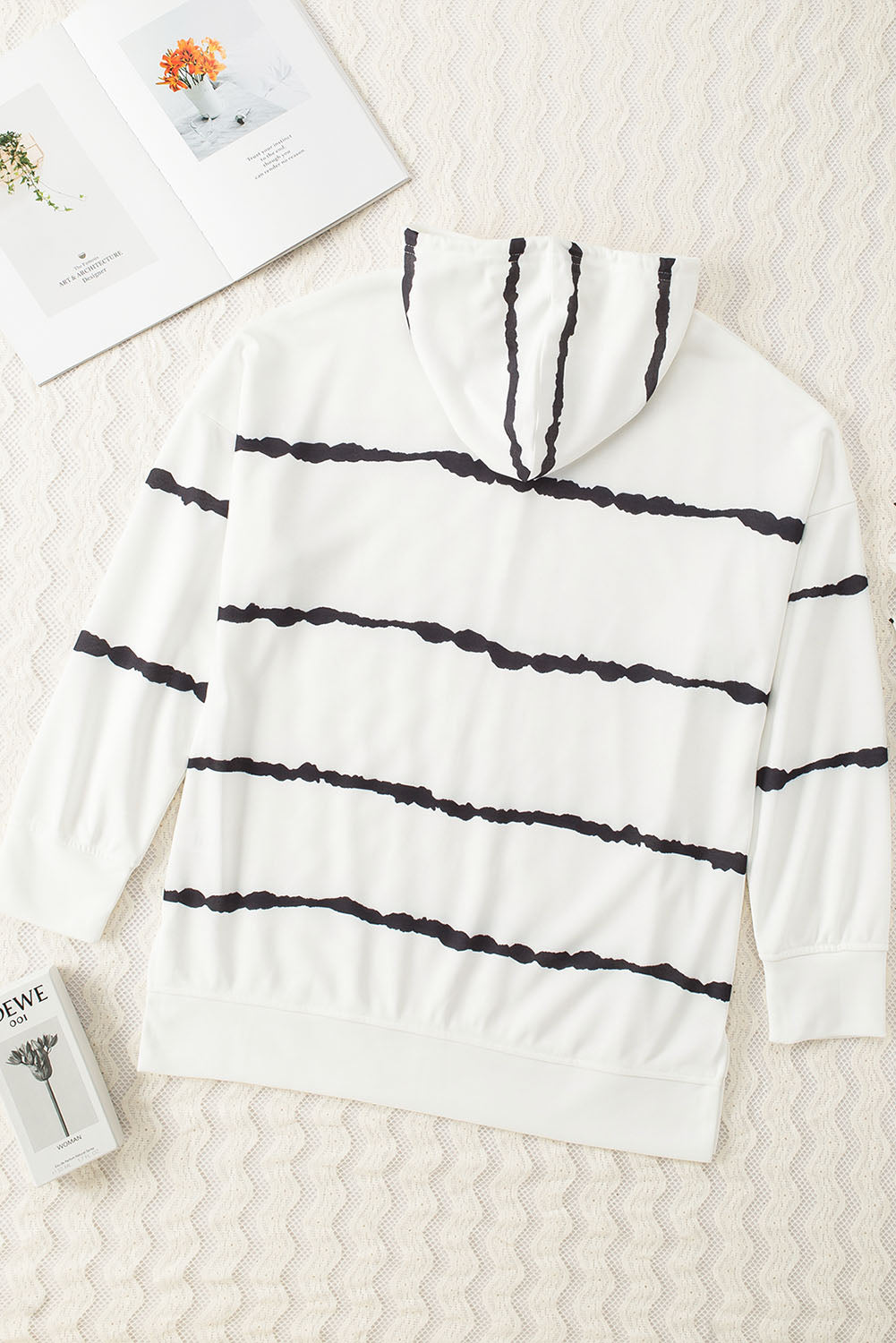 Plus Size Gradient Side Slit Drawstring Hoodie