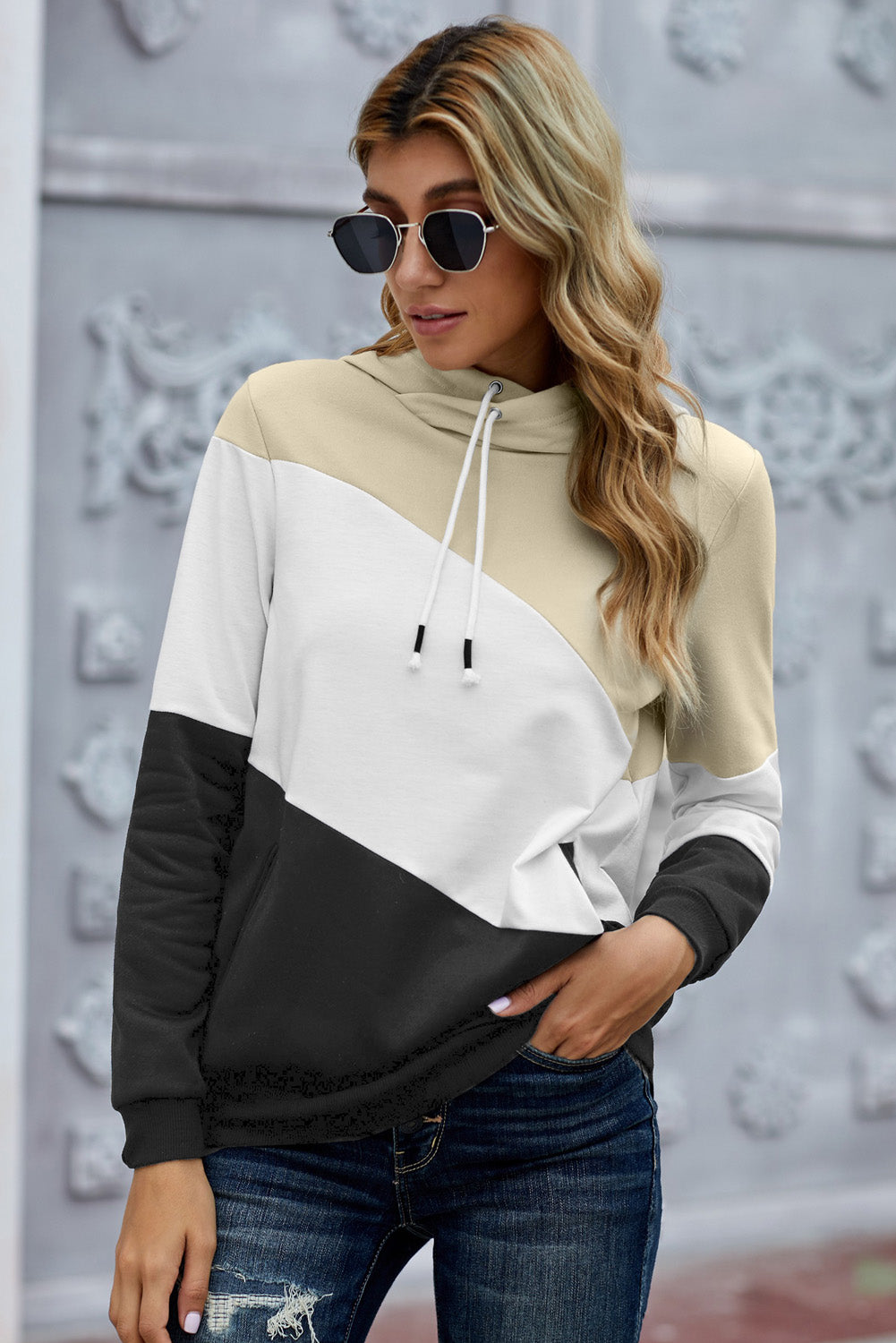 Colorblock Pocketed Hoodie