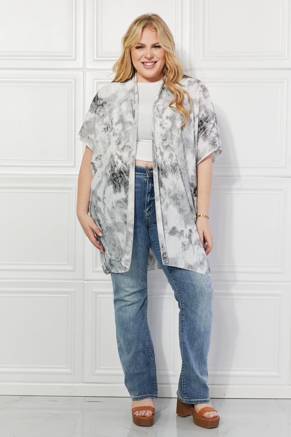 Justin Taylor Tie Dye Beach Cover Up Kimono