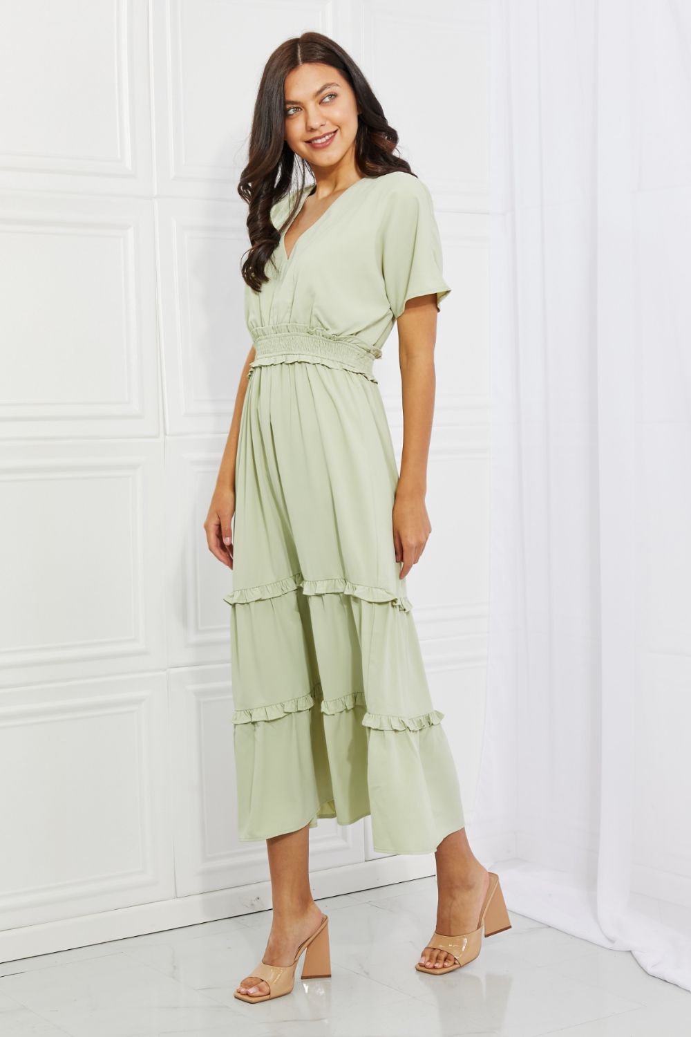 HEYSON Sweet Talk Kimono Sleeve Maxi Dress in Honeydew