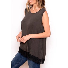 Lace Trim Sleeveless Knit Top