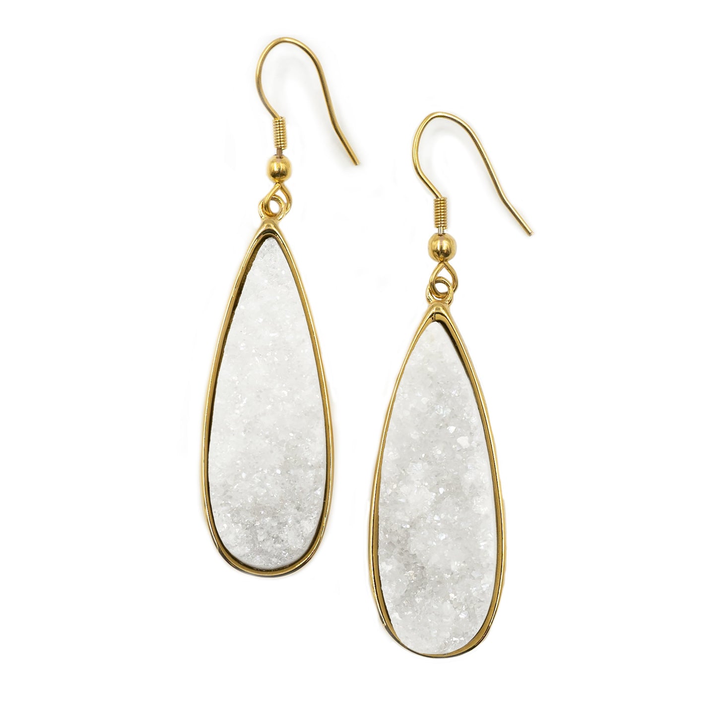 Quartz Drop Earrings Gold