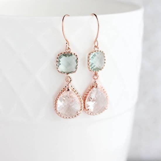 Rose Gold Glass Earrings