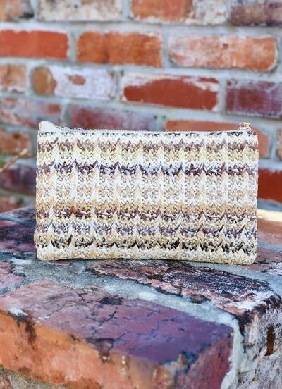 Crossbody woven neutral straw