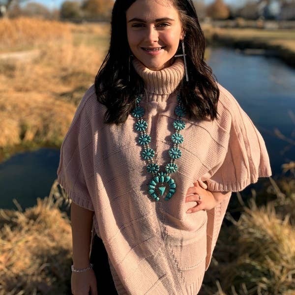 Blush Pink Turtleneck Poncho