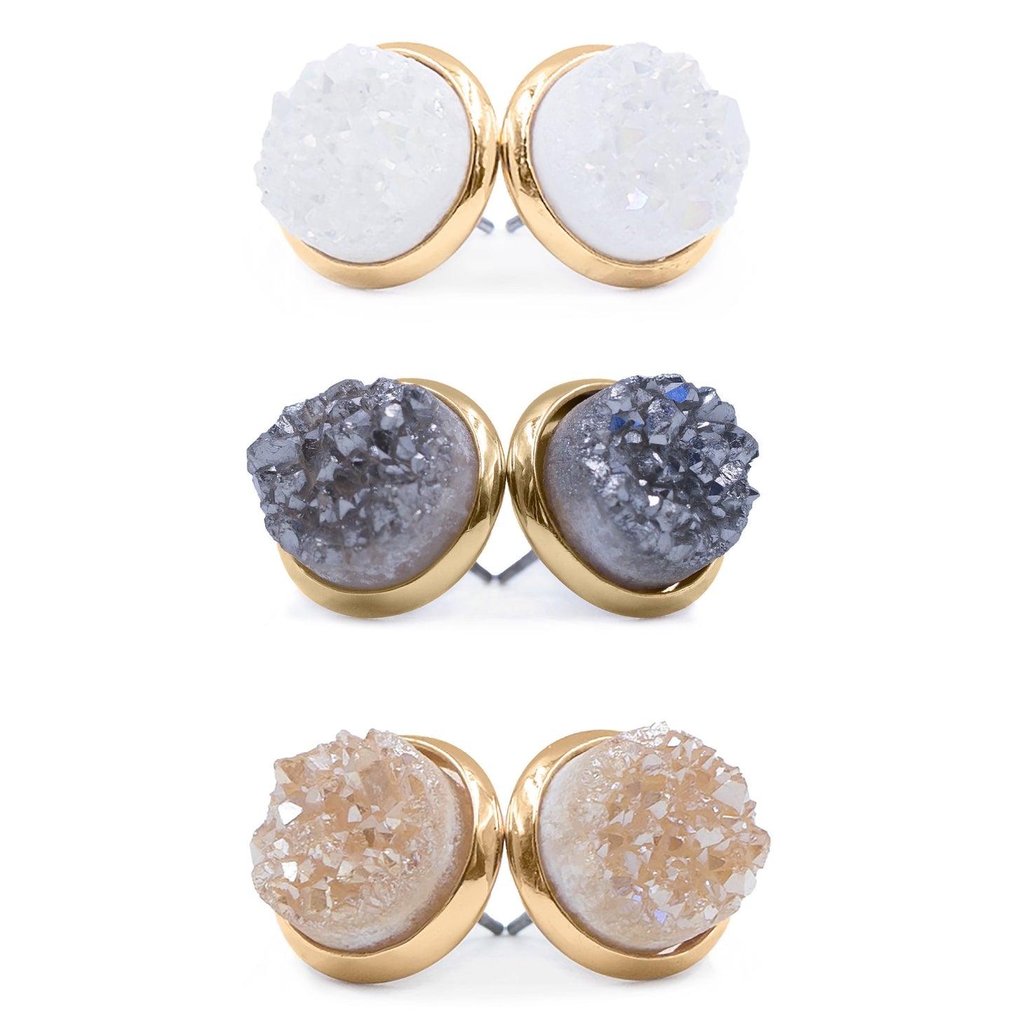 Rose Gold Quartz Earring Set