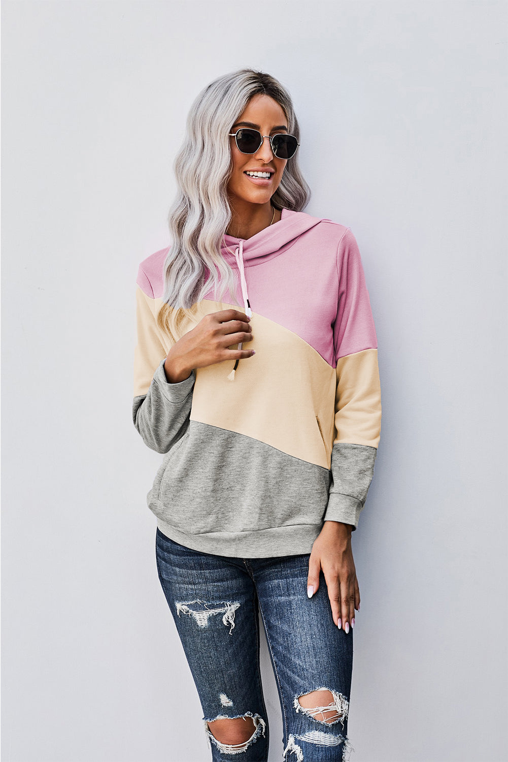 Colorblock Pocketed Hoodie