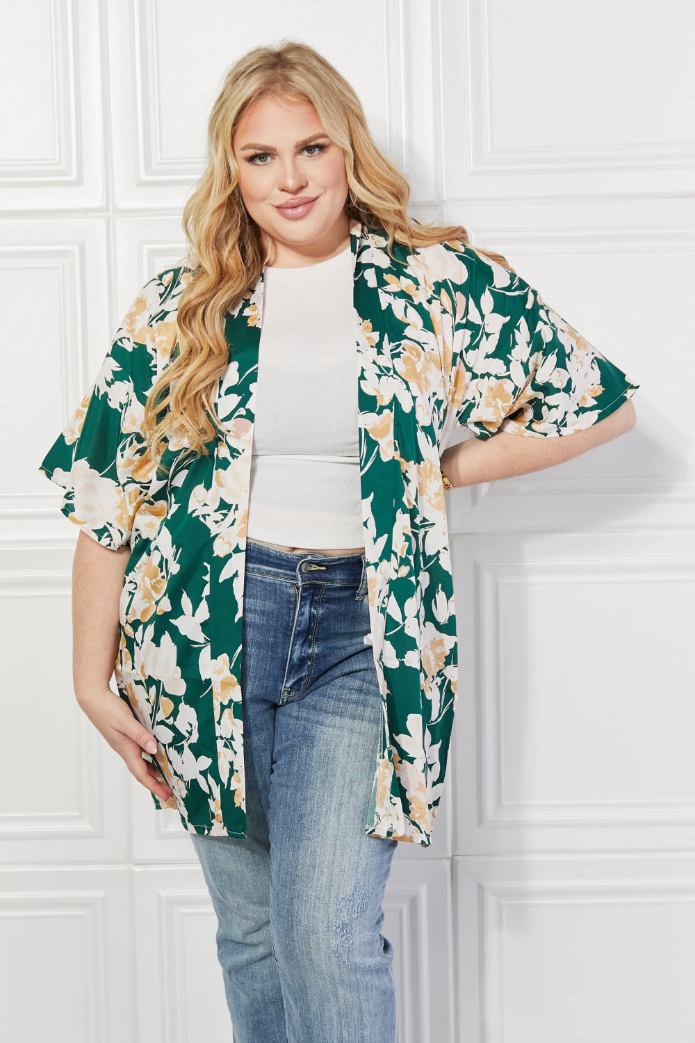 Justin Taylor Time To Grow Floral Kimono in Green