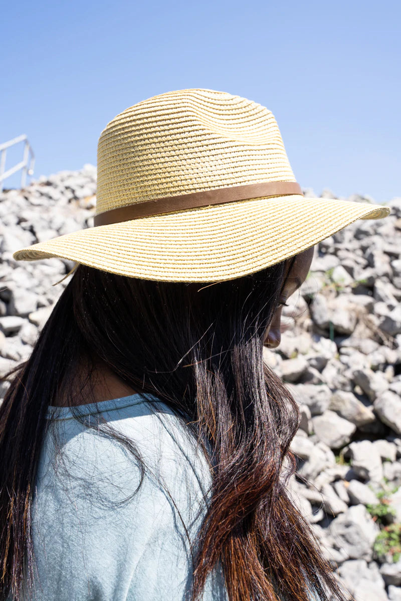 PLAYA DEL SOL BEIGE STRAW FEDORA
