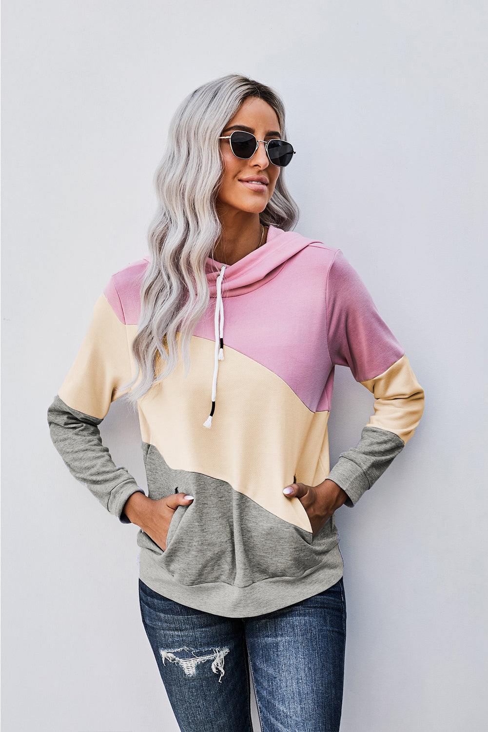 Colorblock Pocketed Hoodie