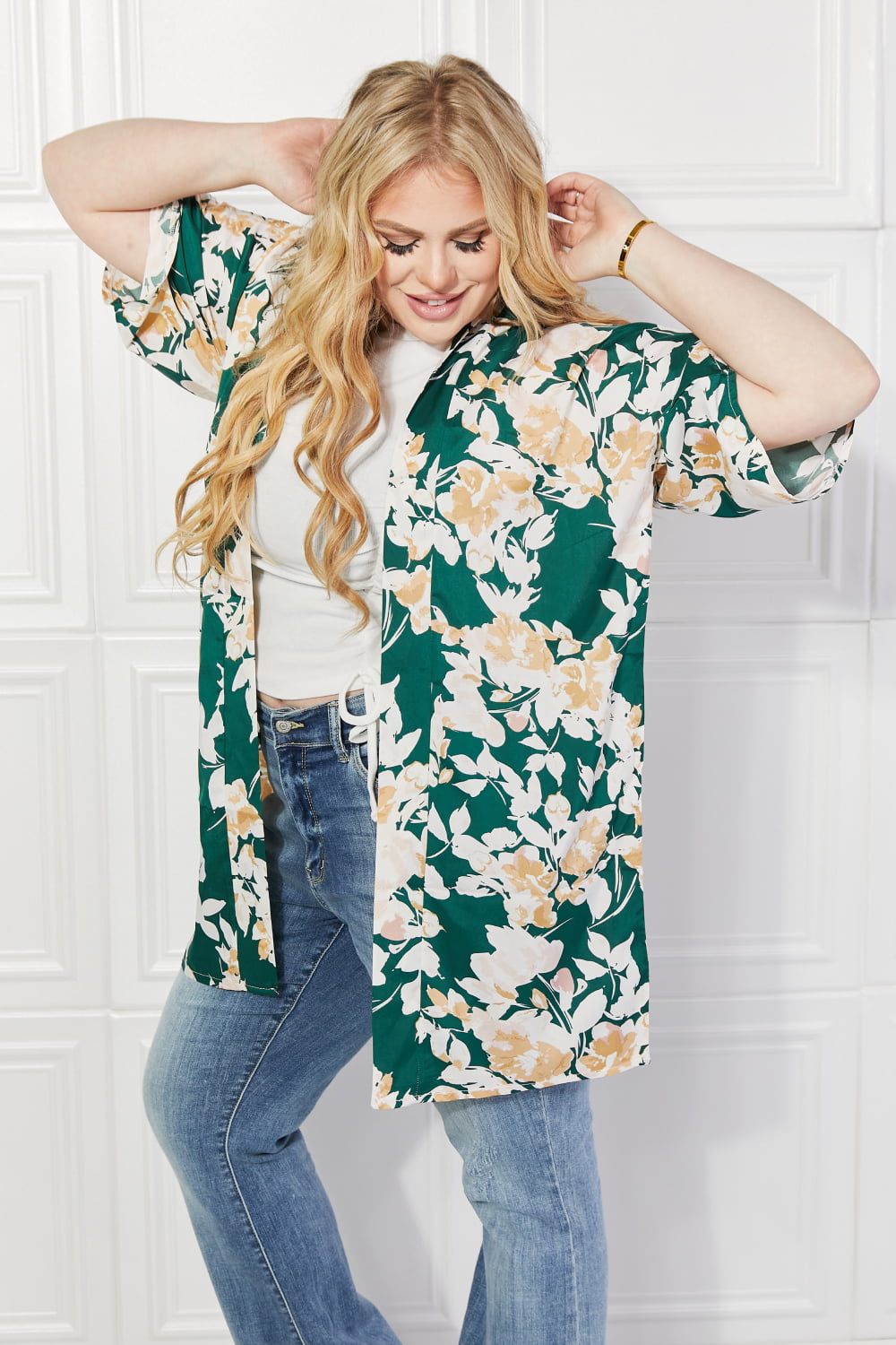 Justin Taylor Time To Grow Floral Kimono in Green