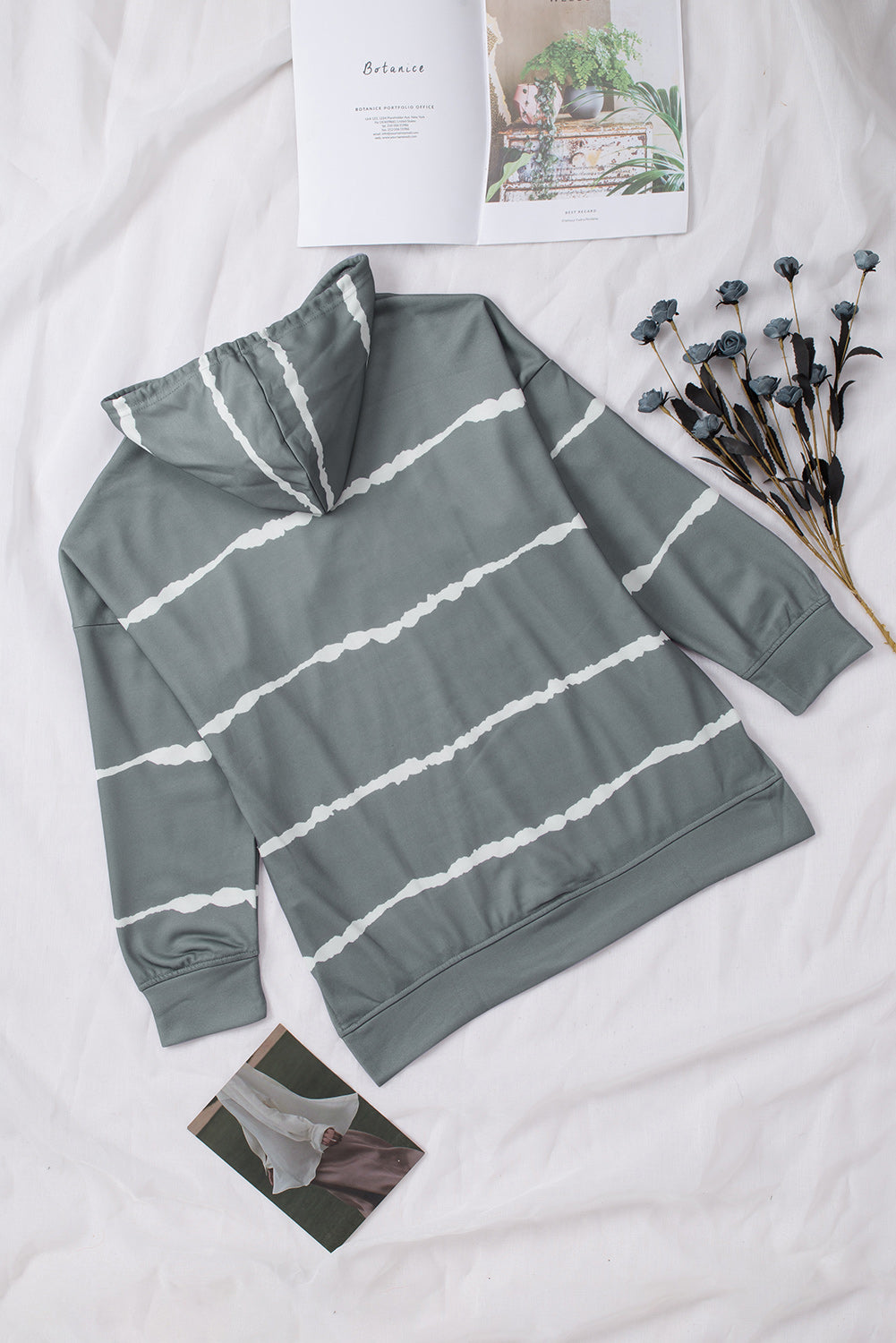 Plus Size Gradient Side Slit Drawstring Hoodie