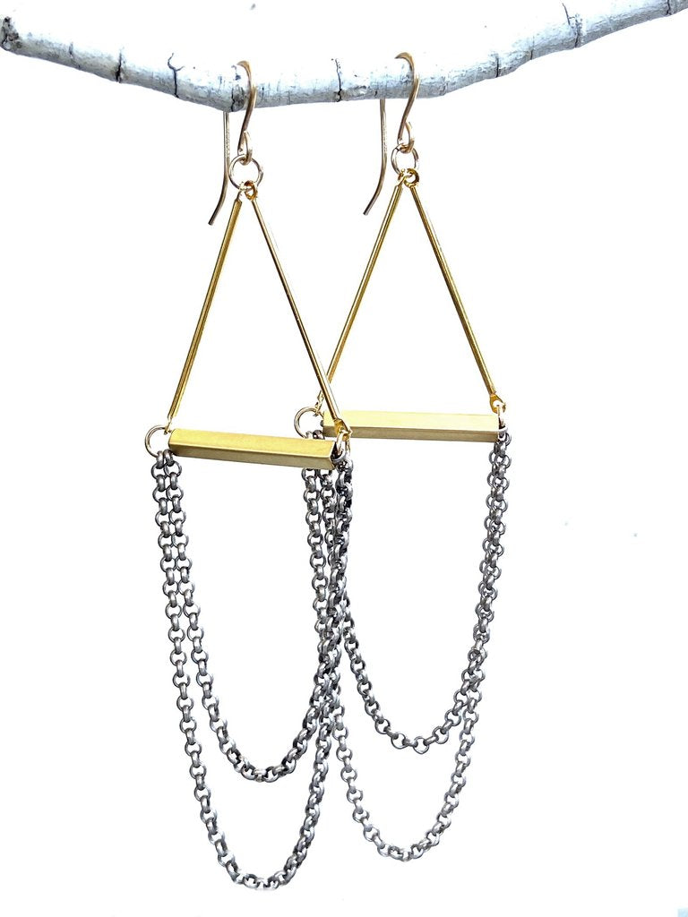 Antique Silver Chain Drop Earrings