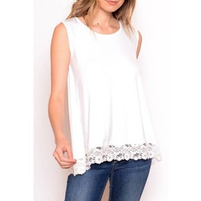 Lace Trim Sleeveless Knit Top