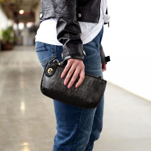 Black Lustre Lux Crossbody Wristlet Clutch