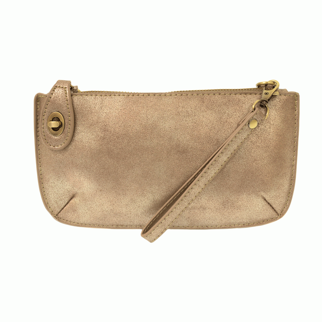 Rose Gold Lustre Lux Crossbody Wristlet Clutch