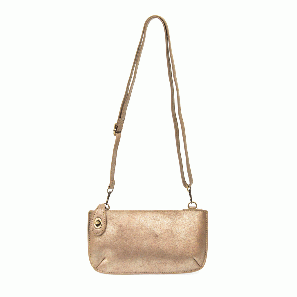 Rose Gold Lustre Lux Crossbody Wristlet Clutch