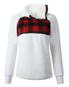Snow White Fleece with Buffalo Plaid