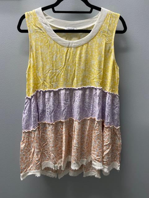 Yellow Combo Sleeveless Top