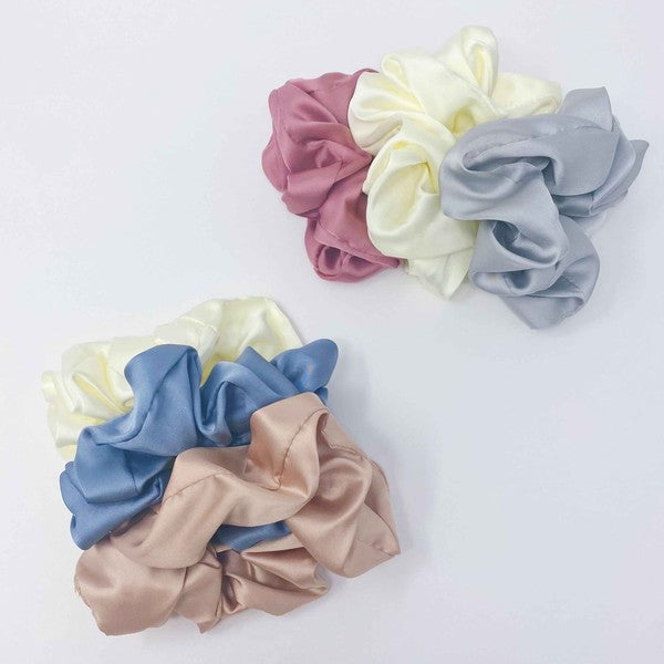 Soft And Full Satin Scrunch Set Of 3