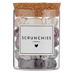 Large  Satin Scrunchies Jar Grey