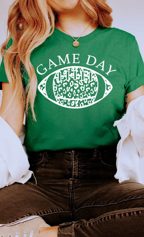 Game Day Leopard Spot White Football Graphic Tee