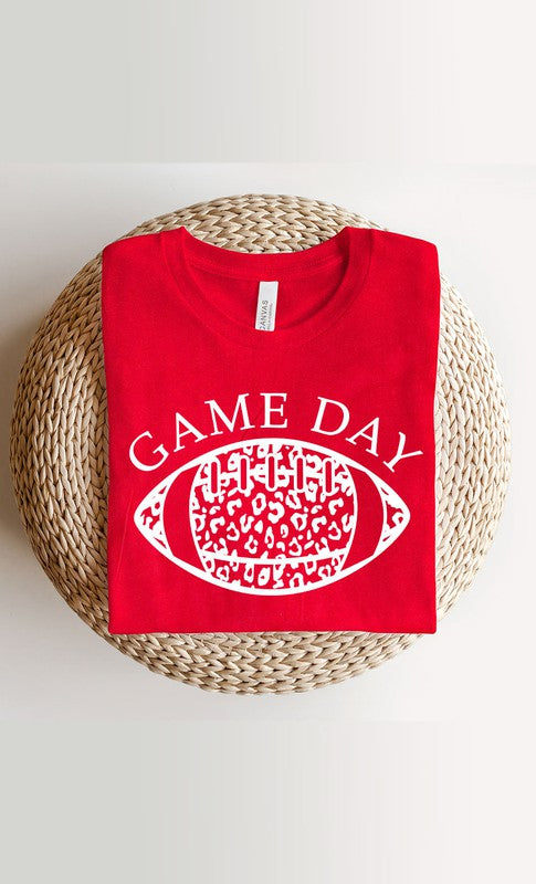 Game Day Leopard Spot White Football Graphic Tee
