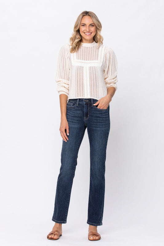 Mid-Rise Straight Leg Jeans